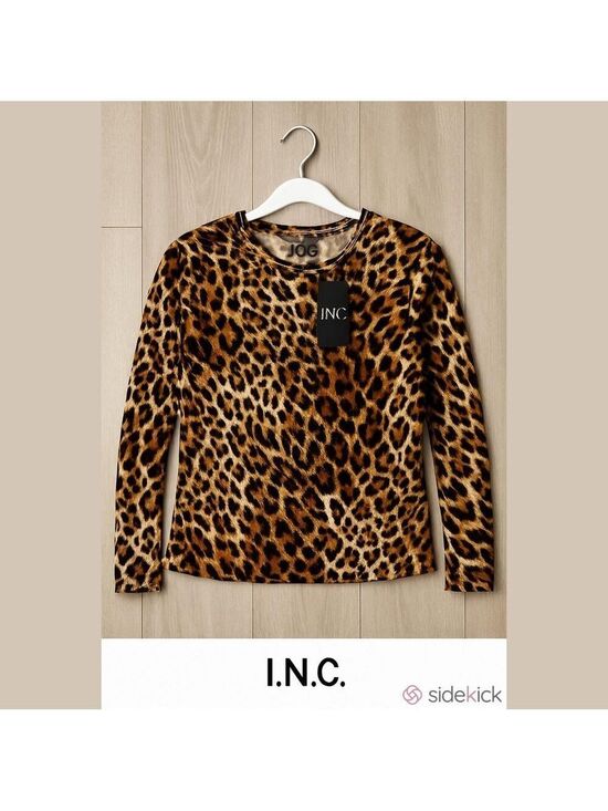 INC International Concepts Tops - INC International Concepts Leopard Print Long Sleeve Top
